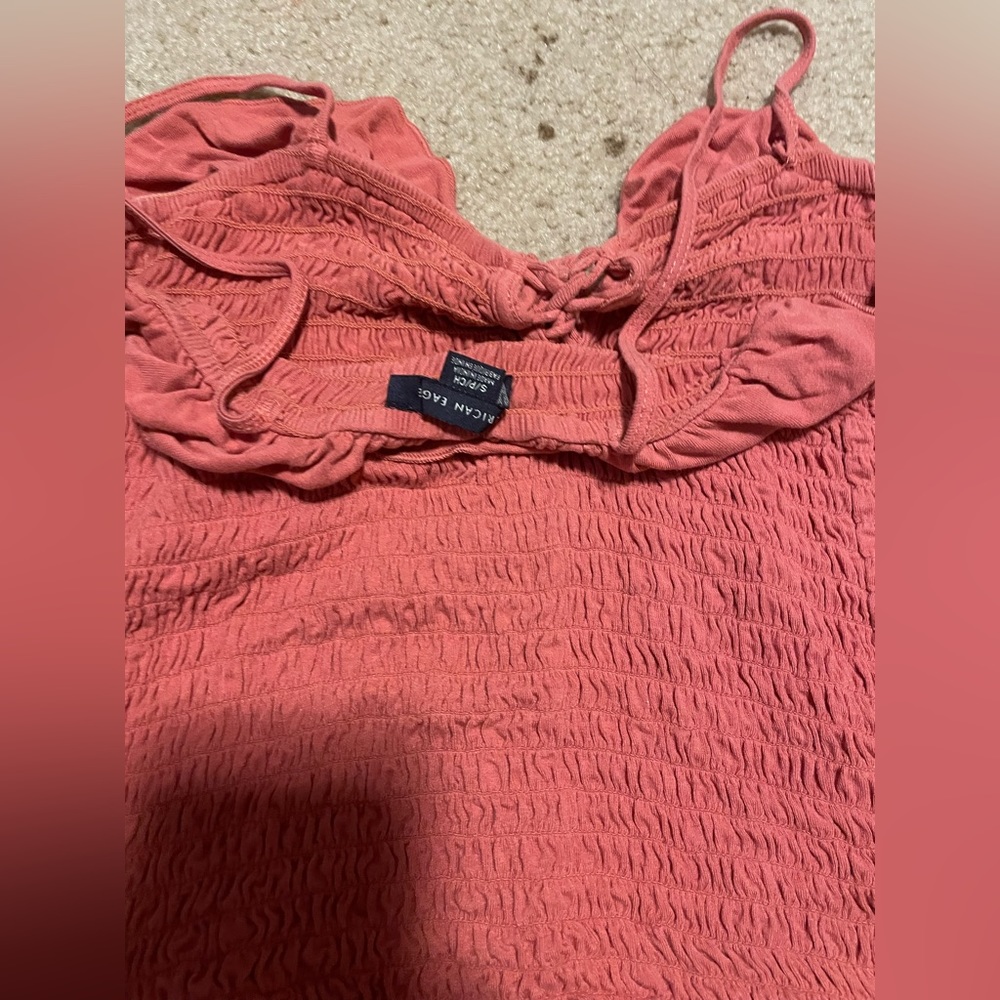 american Eagle red blouse ruffle top